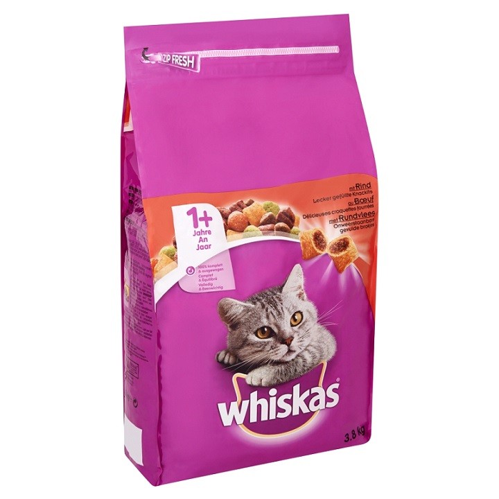 Whiskas Adult 1+ med nötkött kattfoder