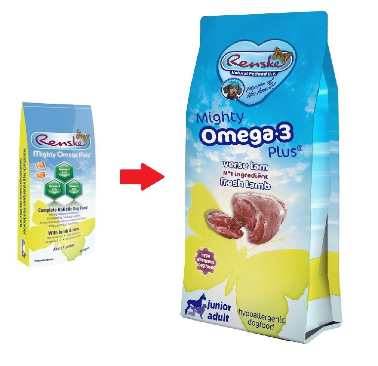 Renske Junior Adult Mighty Omega-3 Plus freshly prepared lamm och ris hundfoder