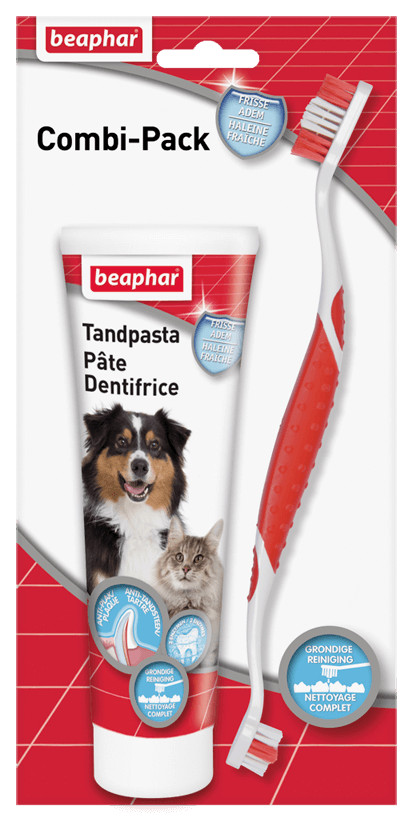 Beaphar Combipack tandkräm och tandborste för hund och katt