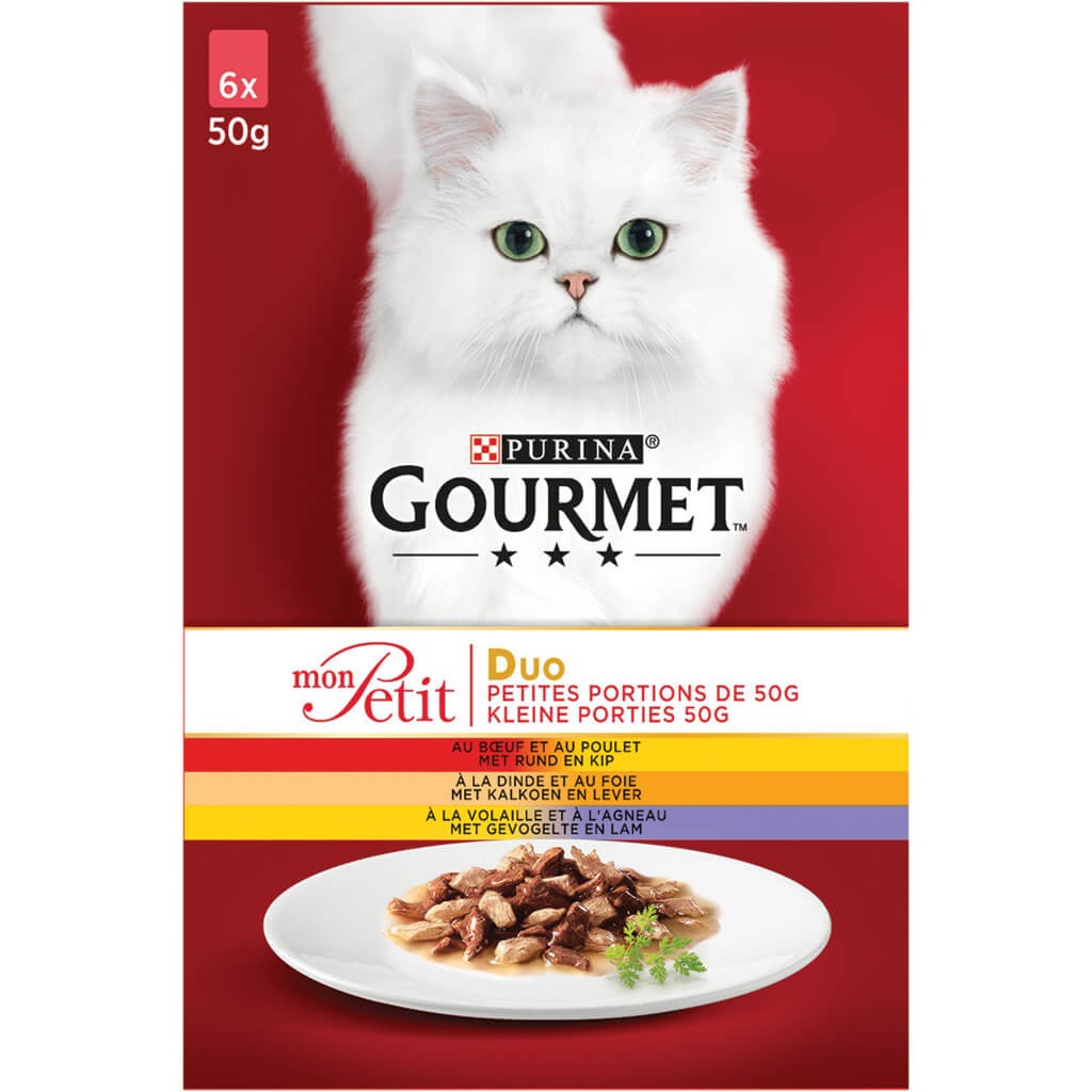 Gourmet Mon Petit Intense med nötkött och kyckling, kalkon och lever, fågel och lamm