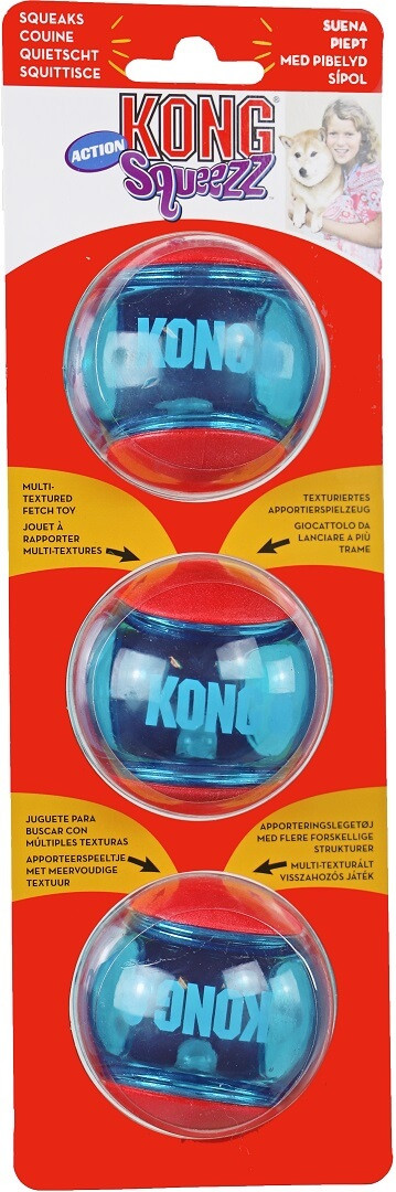 Kong Squeez Action hondenspeeltje medium - 3 stuks