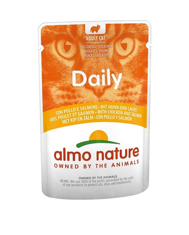 Almo Nature Daily med kyckling och lax våtfoder katt (70 g)