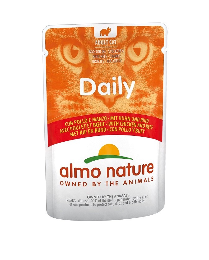 Almo Nature Daily med kyckling och nötkött våtfoder katt (70 g)