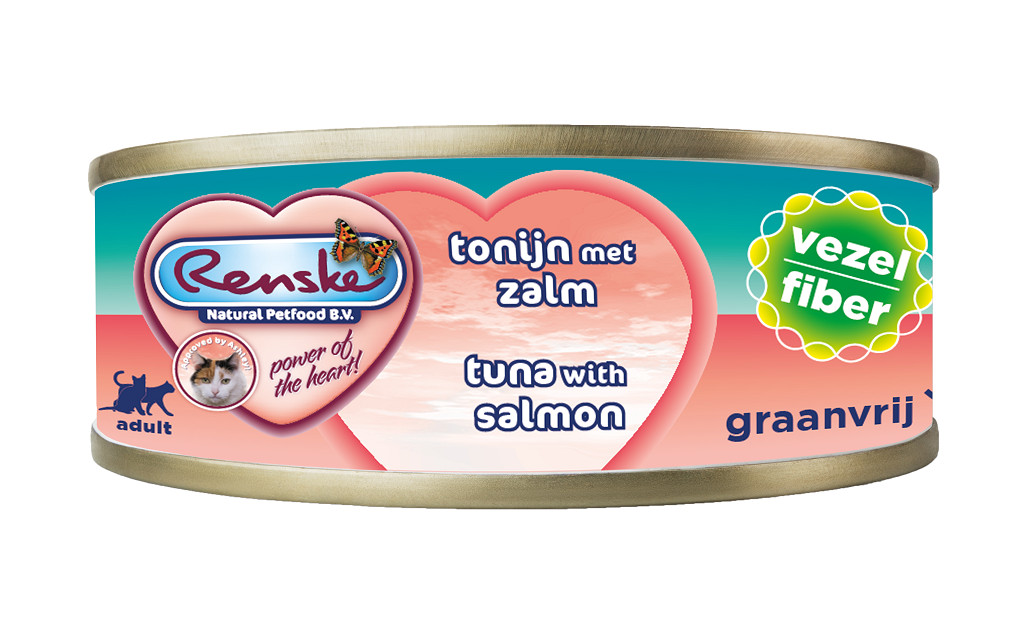 Renske Grain Free Fiber tonfisk med lax våtfoder katt (burk)