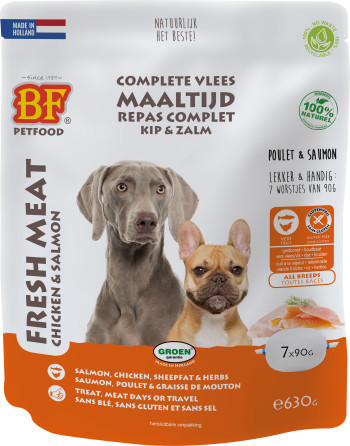 BF Petfood Köttmåltid kyckling med lax hundfoder (90 g)