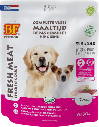 BF Petfood Köttmåltid kyckling med anka hundfoder (90 g)