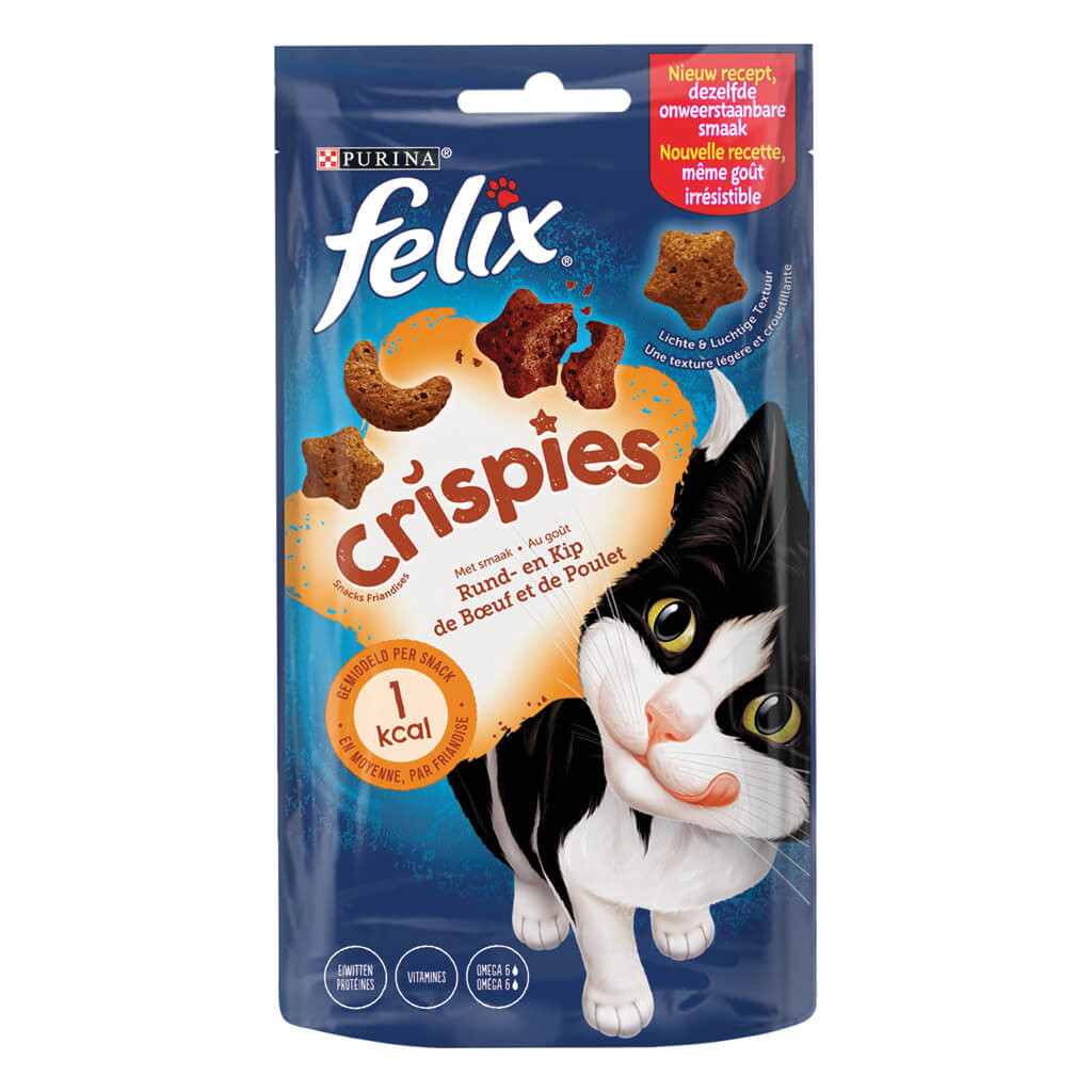 Felix Crispies Snacks rund- & kipsmaak kattensnoep