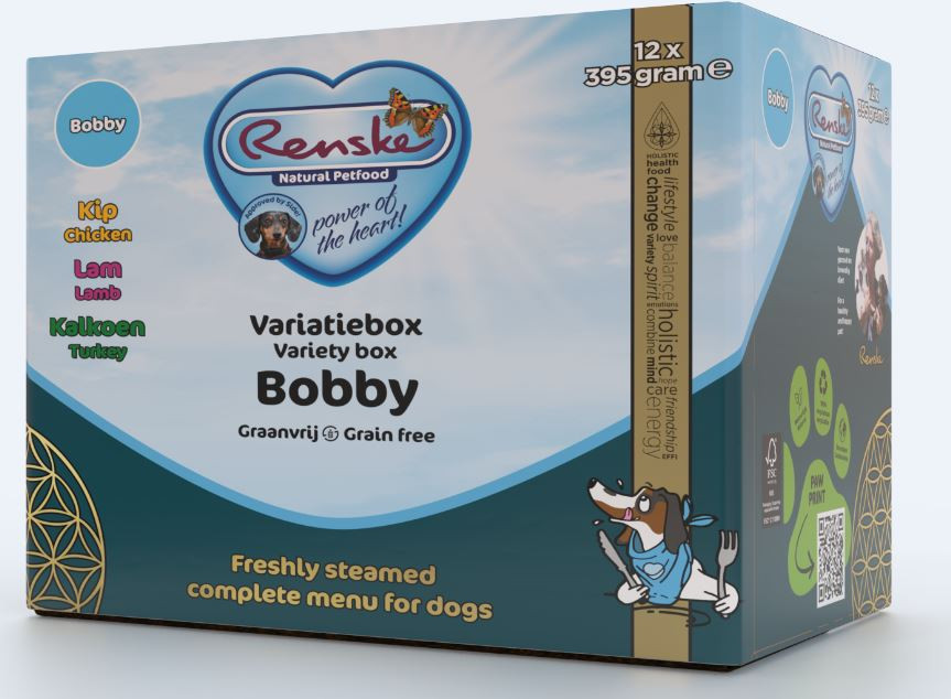 Renske Variety box Bobby Grain Free freshly steamed våtfoder hund (tetra)