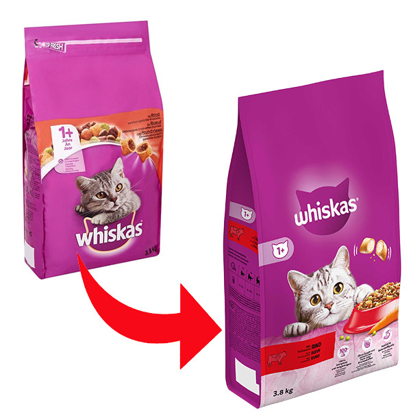 Whiskas Adult 1+ med nötkött kattfoder