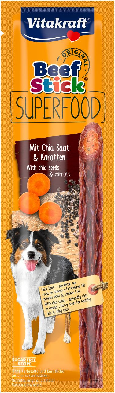 Vitakraft Beef Stick Superfood morot med chiafrön hundgodis (25 g)