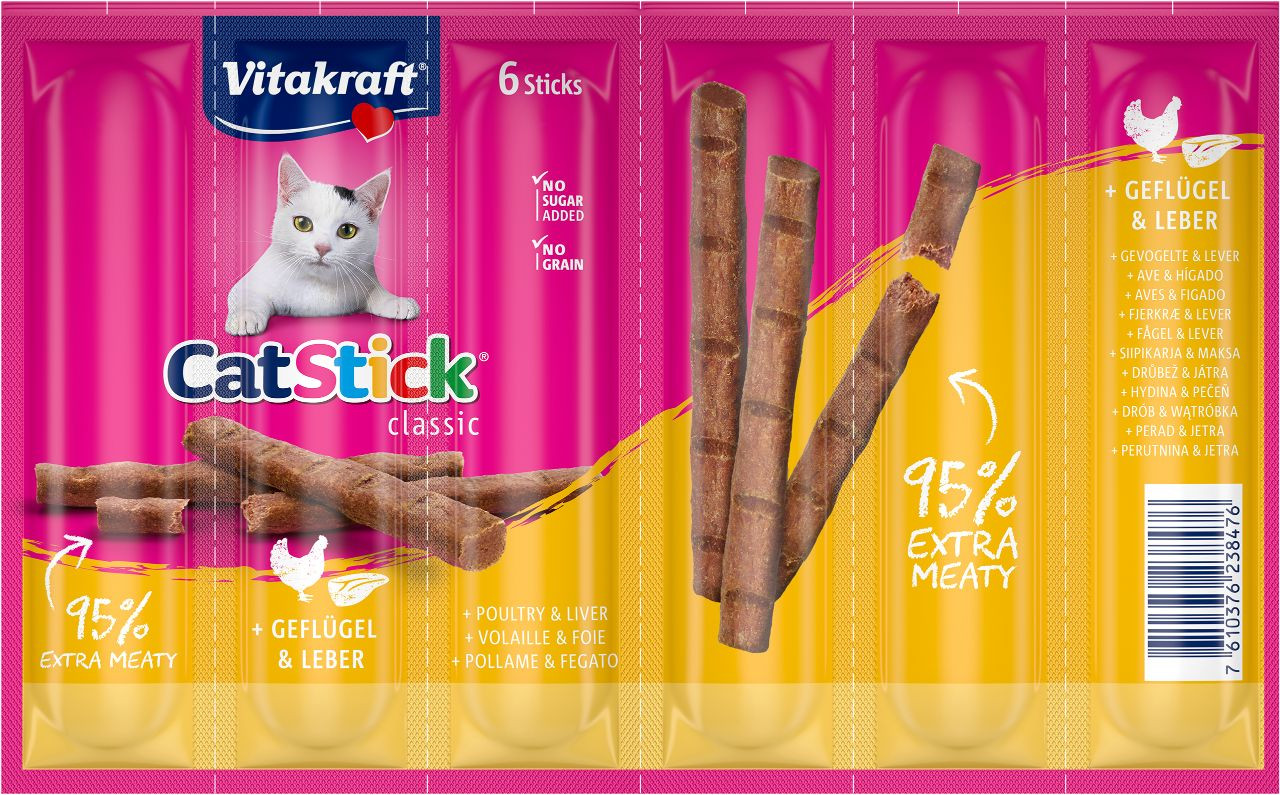 Vitakraft Catstick Classic med fågel och lever kattgodis