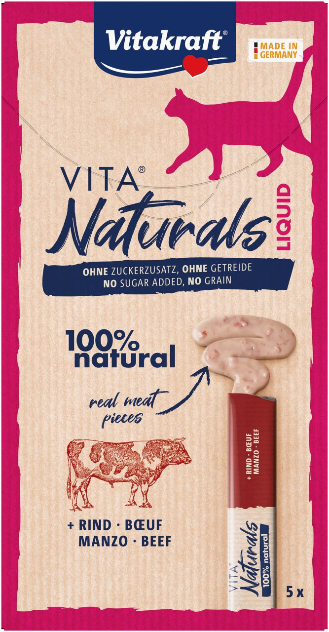 Vitakraft Vita Naturals Liquid med nötkött kattgodis (5 stycken)