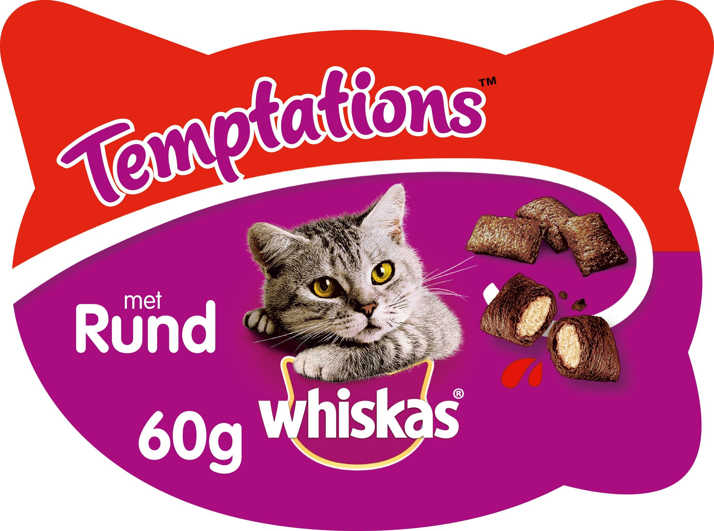 Whiskas Temptations med nötkött kattgodis