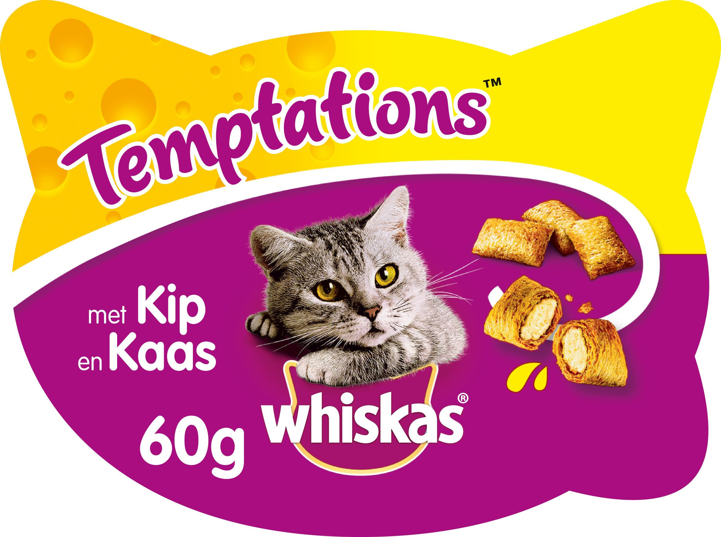 Whiskas Temptations med kyckling och ost kattgodis