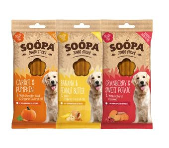 Soopa Jumbo Dental Sticks med morot och pumpa för hund (170 g)