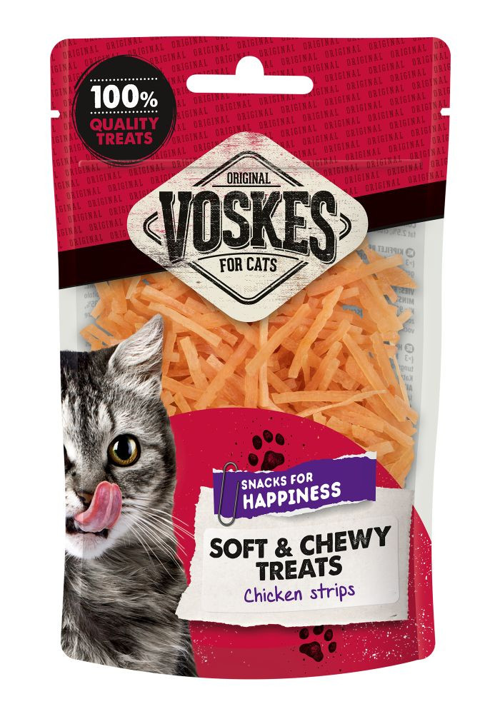 Voskes Soft & Chewy kycklingfilé strimlor kattgodis (60 g)