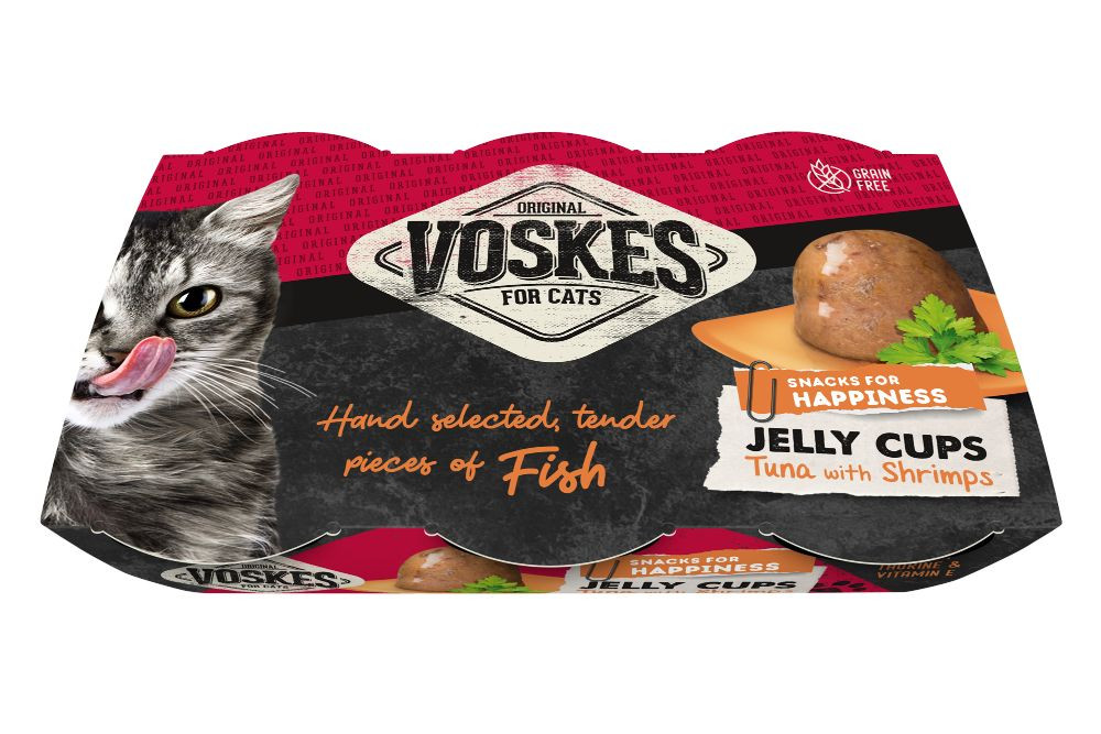 Voskes Jelly Cups tonfisk med räkor kattgodis