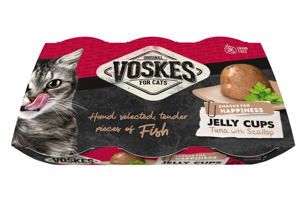 Voskes Jelly Cups tonfisk med kammusslor kattgodis