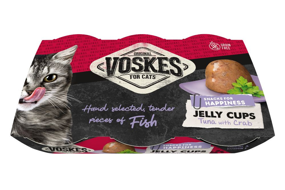 Voskes Jelly Cups tonfisk med krabba kattgodis