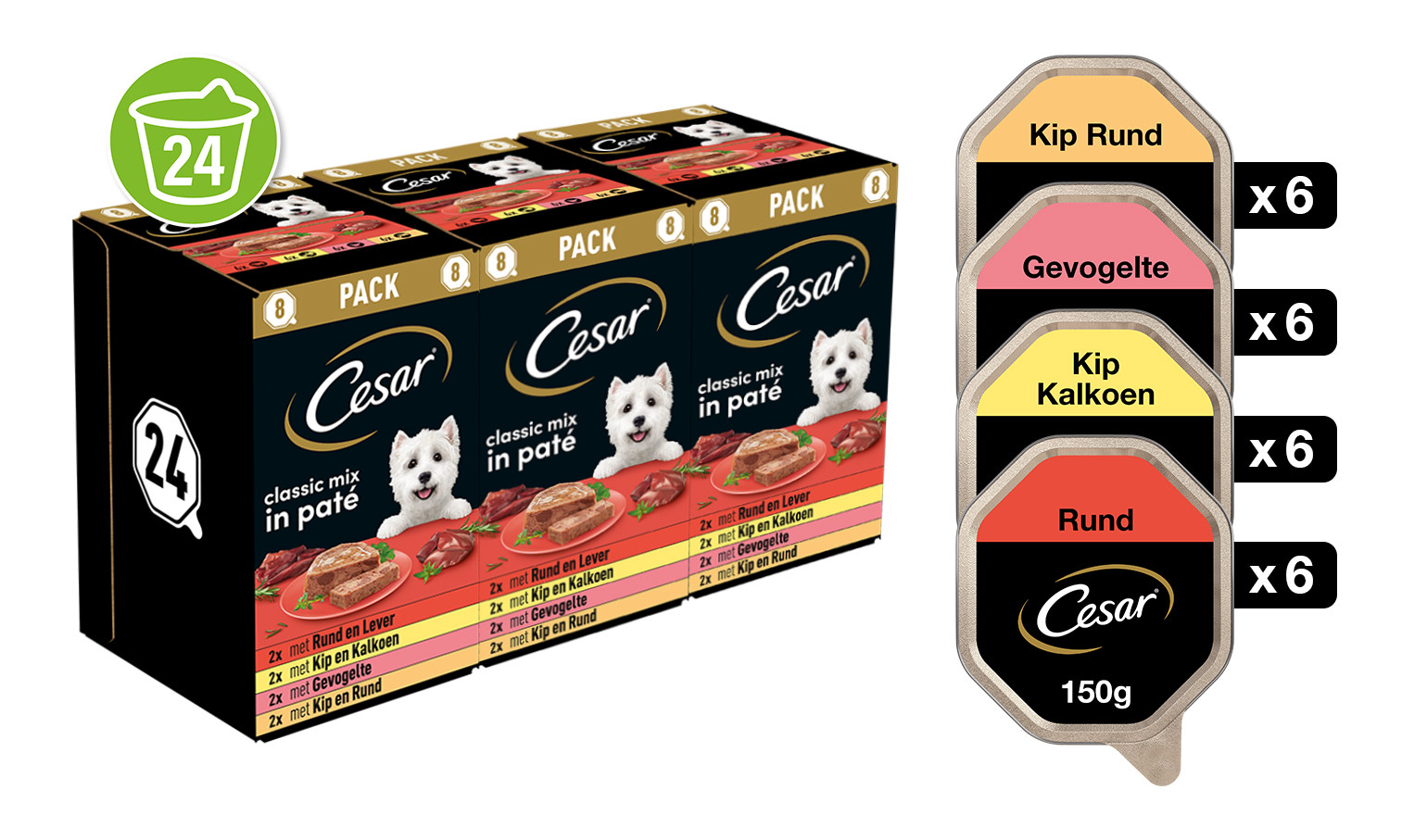 Cesar Classic Mix Paté multipack våtfoder hund (burkar)