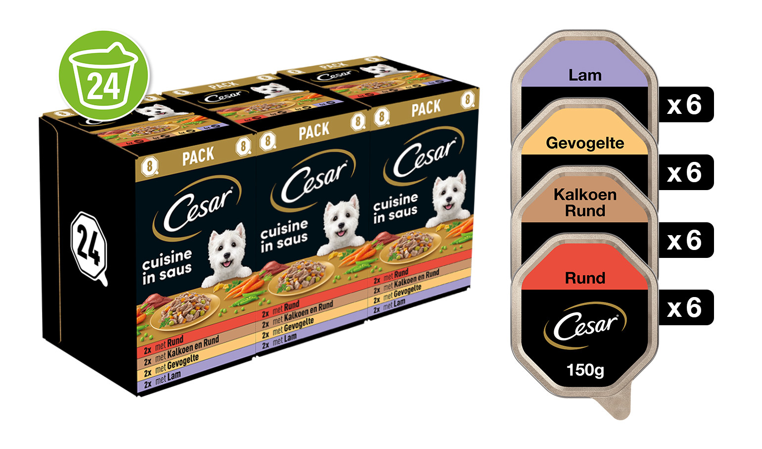 Cesar Cuisine i sås multipack våtfoder hund (burkar)