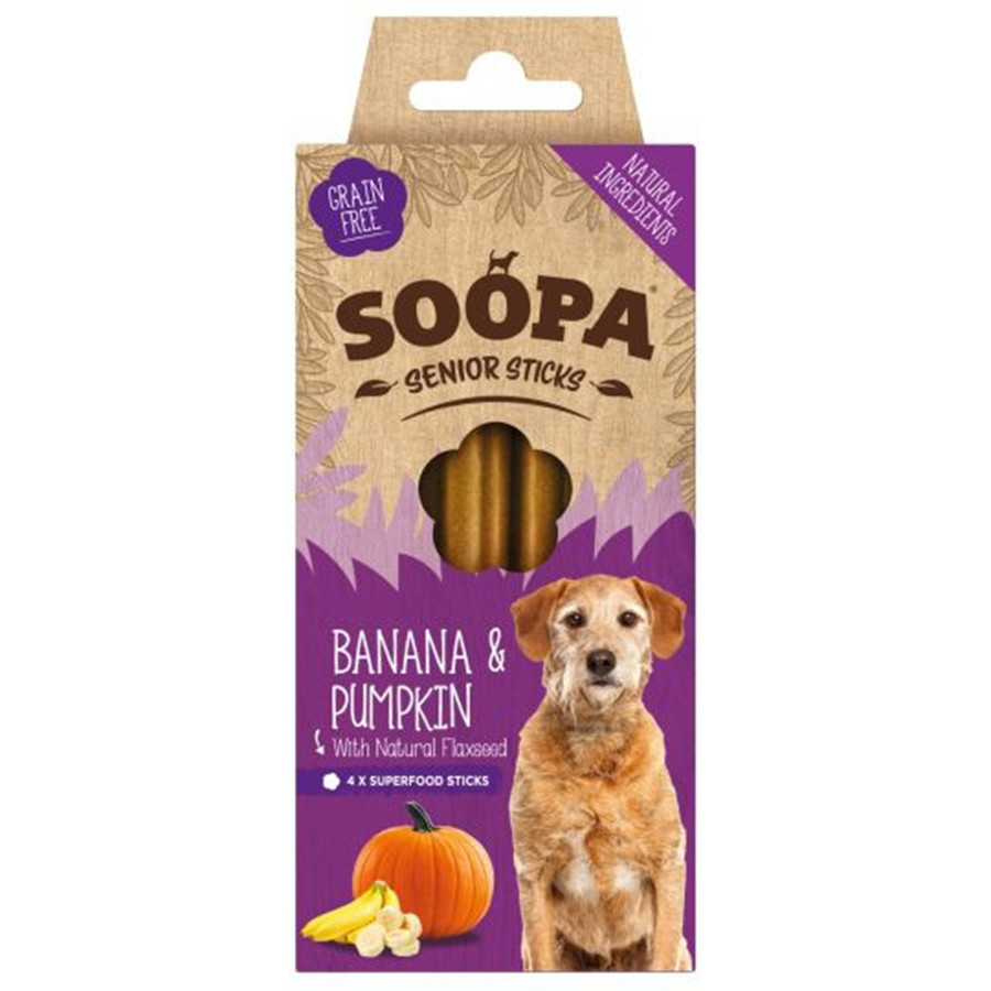 Soopa Dental Sticks Senior med pumpa och banan för hund (100 g)