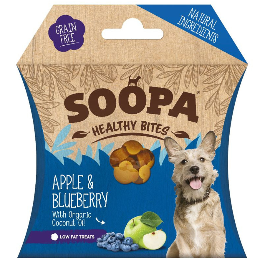 Soopa Bites med äpple och blåbär hundgodis (50 g)