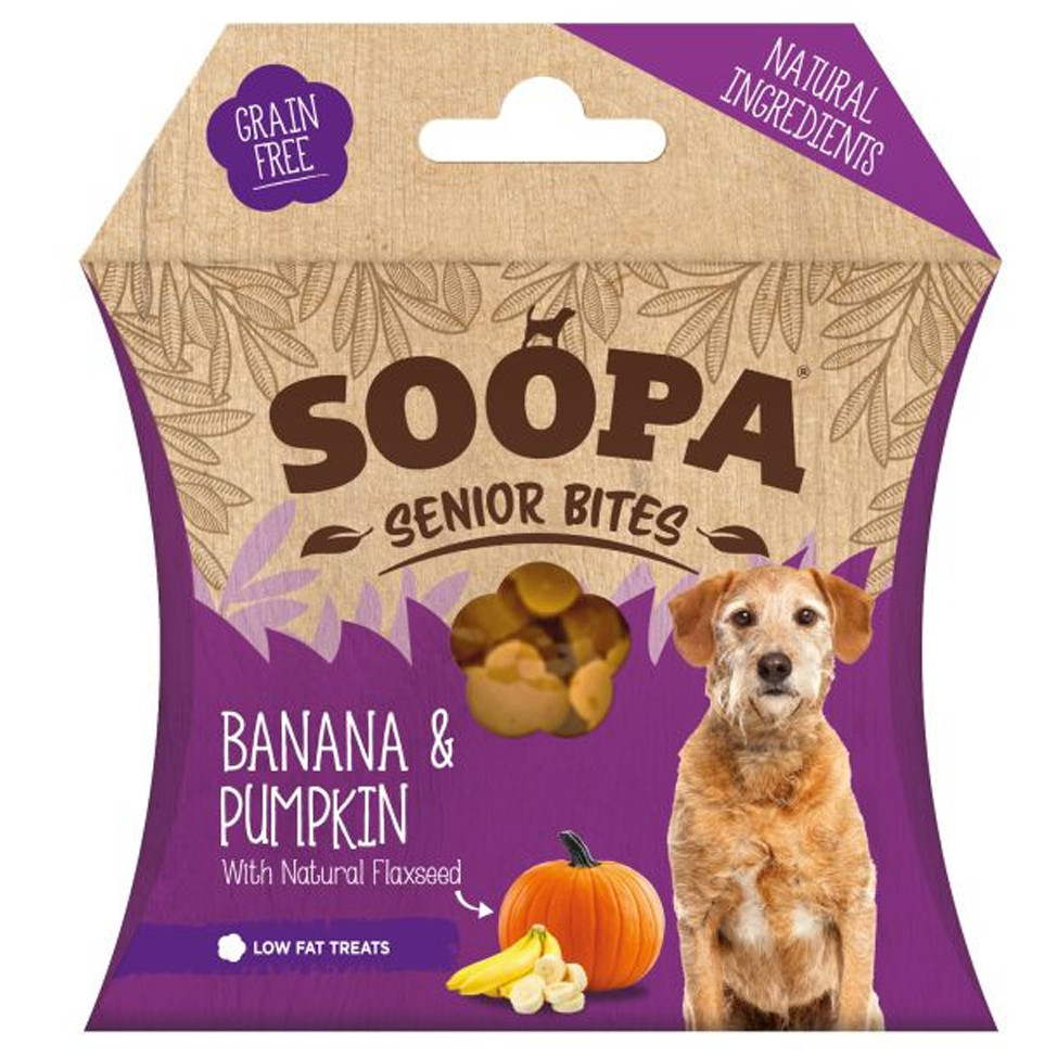 Soopa Bites Senior med pumpa och banan hundgodis (50 g)