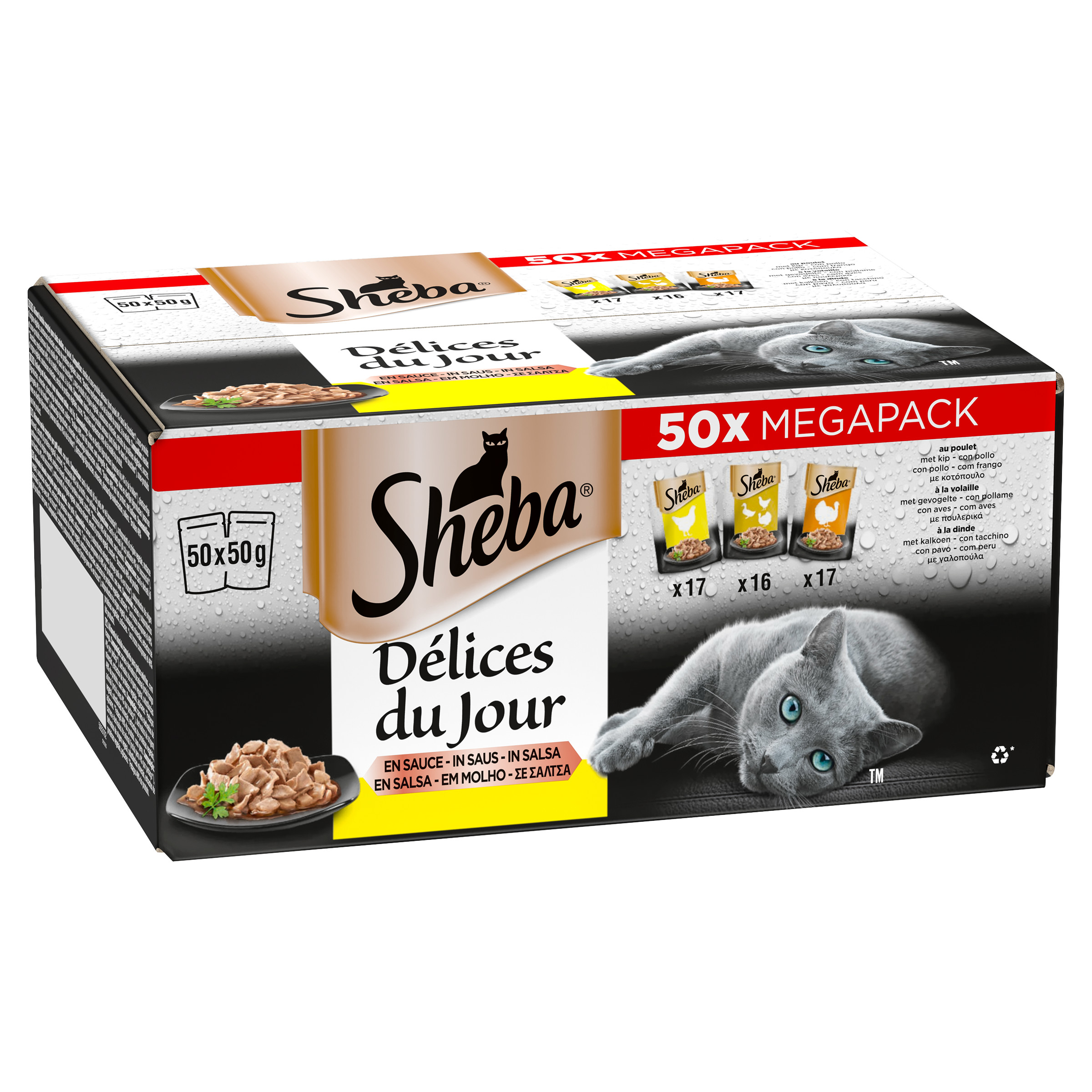 Sheba Délices du Jour Poultry Selection i sås våtfoder katt (påsar 50 g)