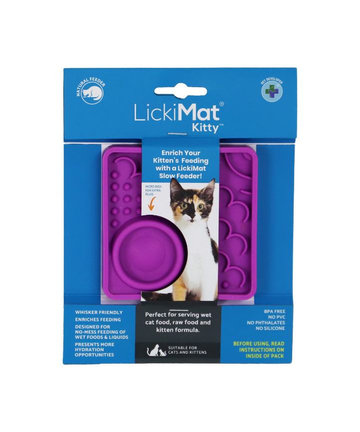 Lickimat likmat Kitty paars voor kitten/kat (10 cm)