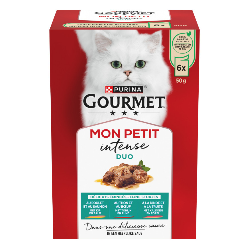 Gourmet Mon Petit Intense med fisk och kött våtfoder katt