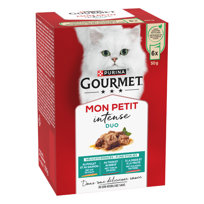 Gourmet Mon Petit Intense med fisk och kött våtfoder katt