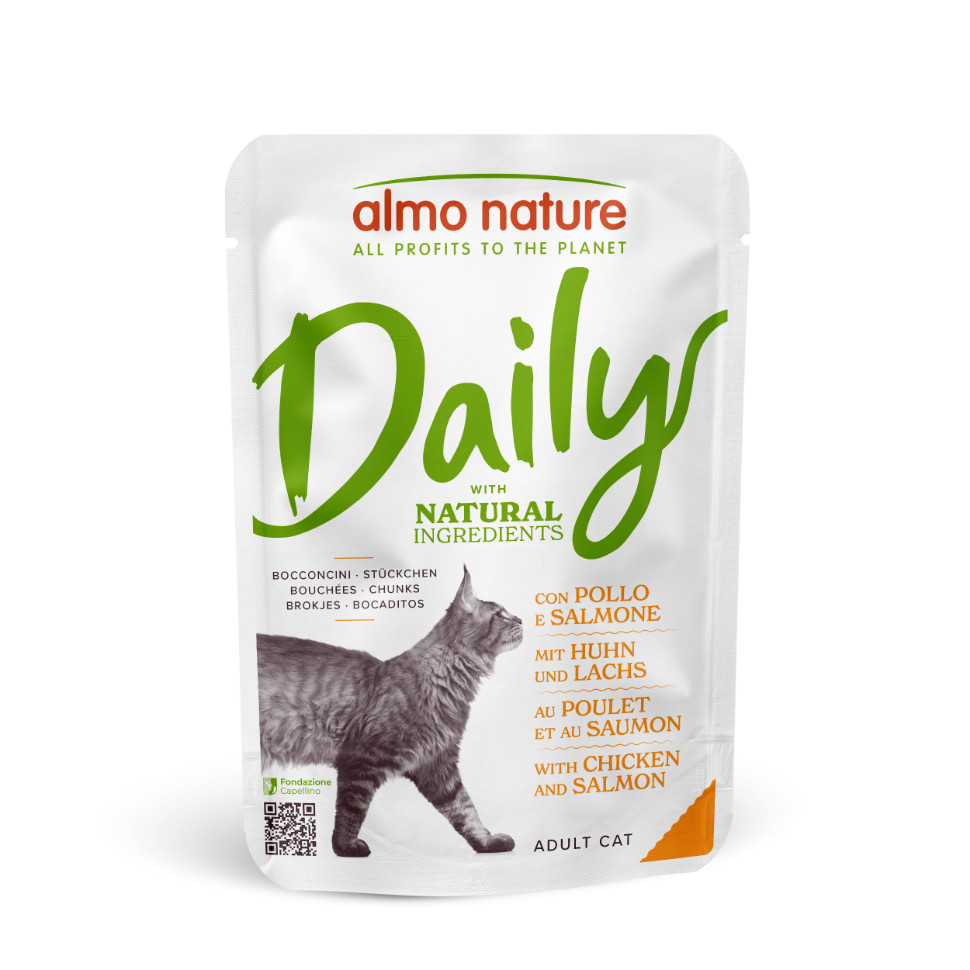 Almo Nature Daily med kyckling och lax våtfoder katt (70 g)