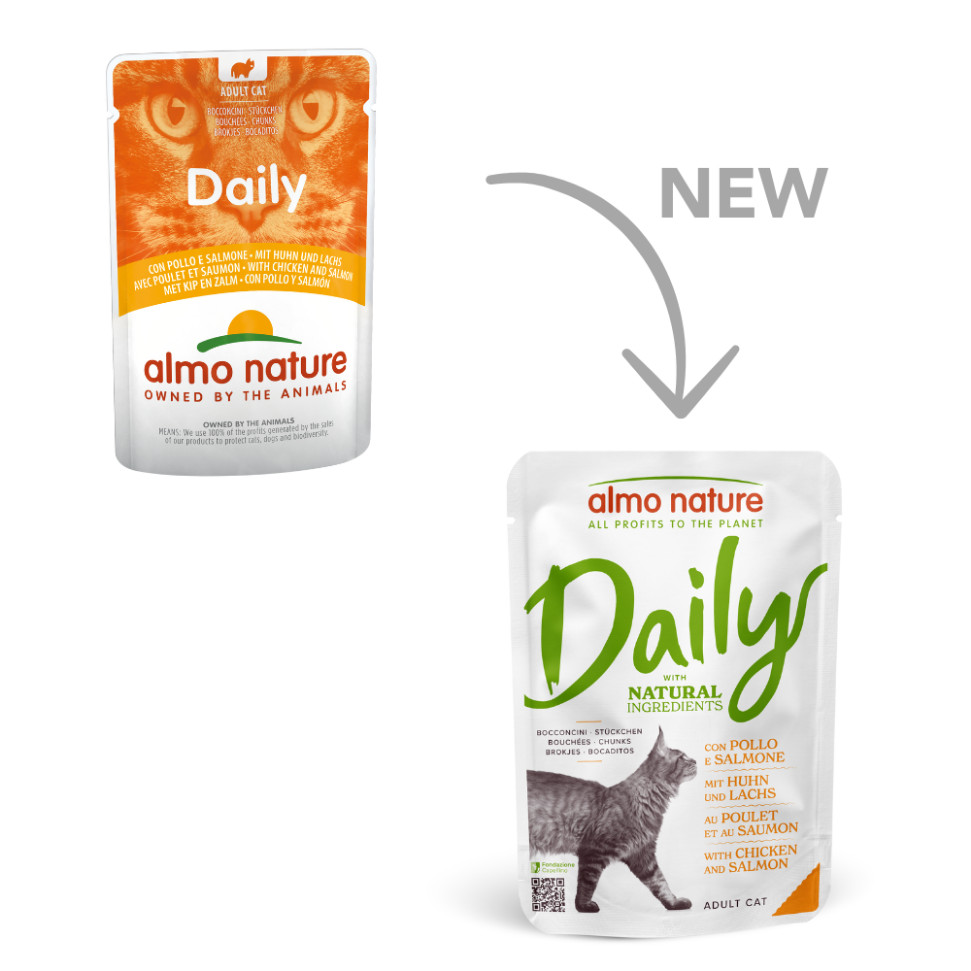 Almo Nature Daily med kyckling och lax våtfoder katt (70 g)