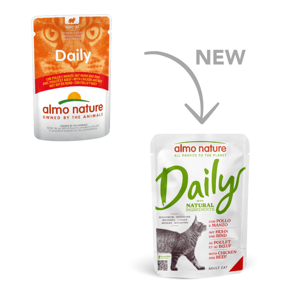 Almo Nature Daily med kyckling och nötkött våtfoder katt (70 g)