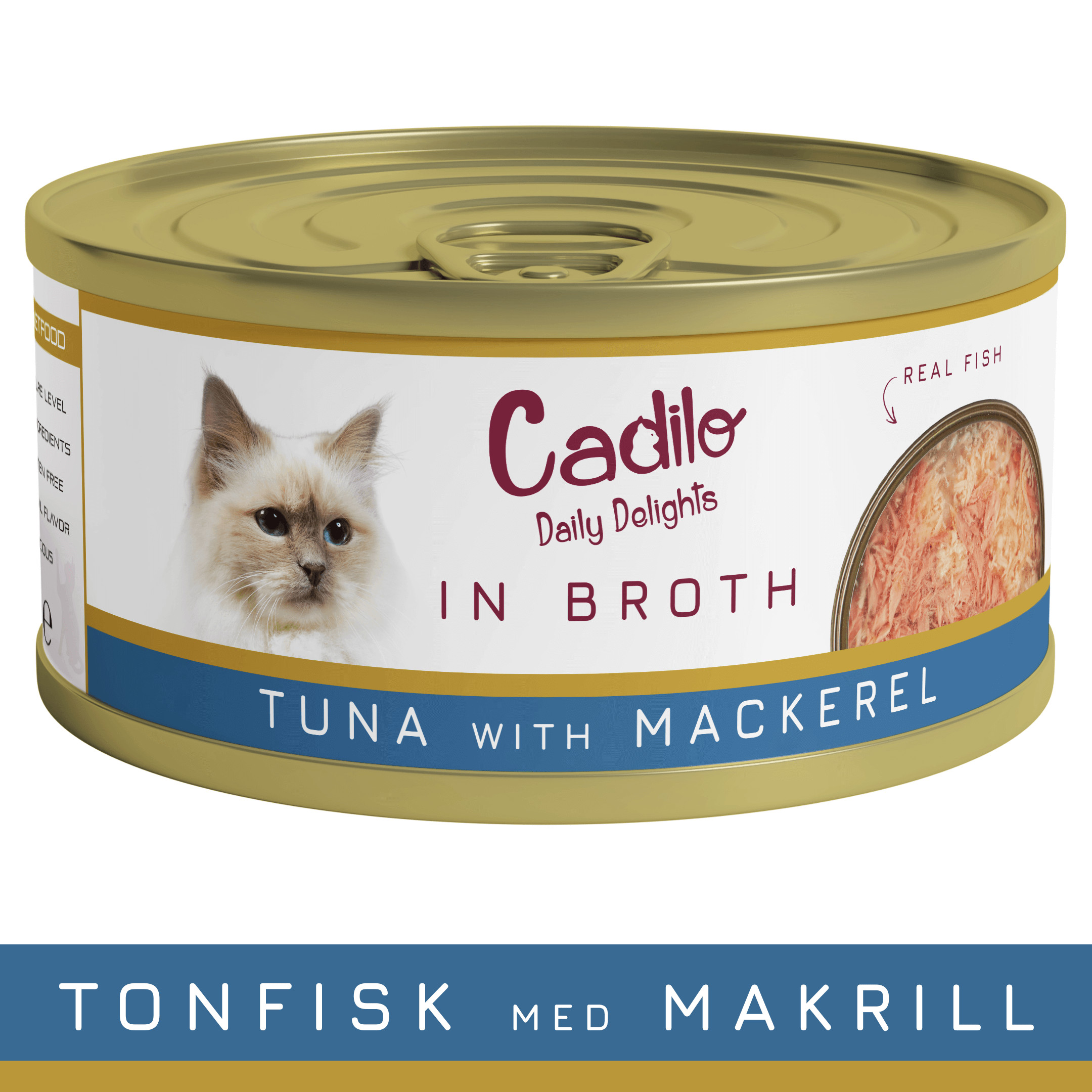 Cadilo tonijn met makreel in bouillon natvoer kat (70 g)