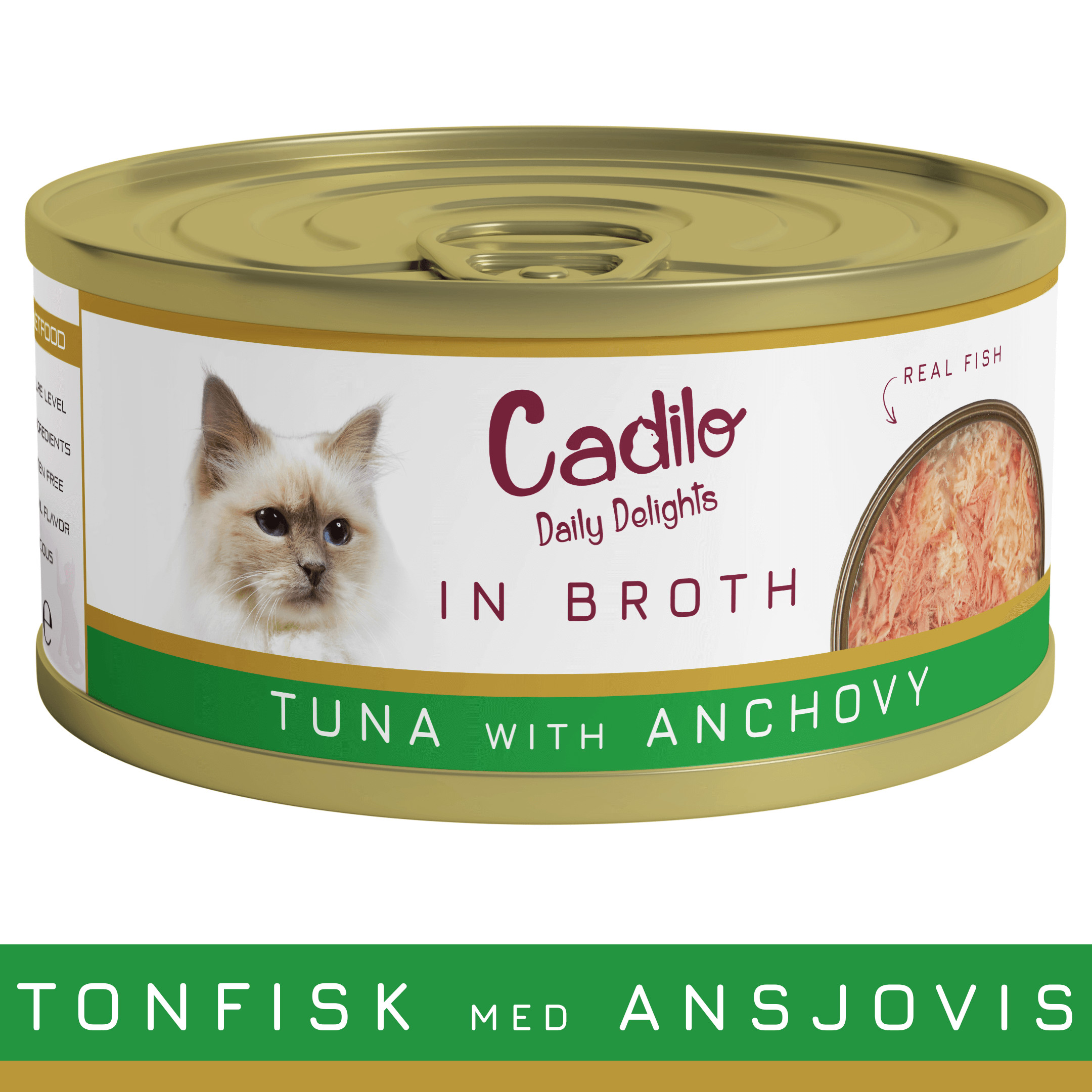 Cadilo tonijn met ansjovis in bouillon natvoer kat (70 g)