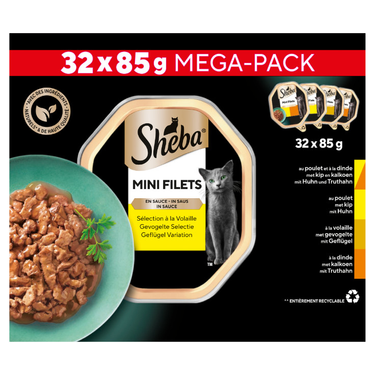 Sheba Mini Filets met gevogelte in saus multipack natvoer kat (85g)