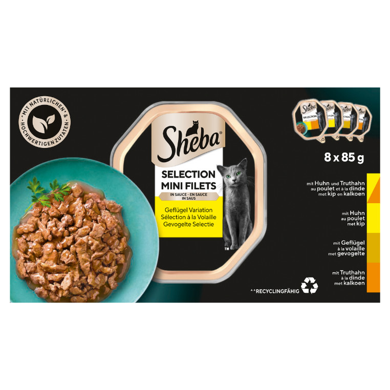 Sheba Mini Filets Poultry Selection i sås våtfoder katt (burk 85 g)