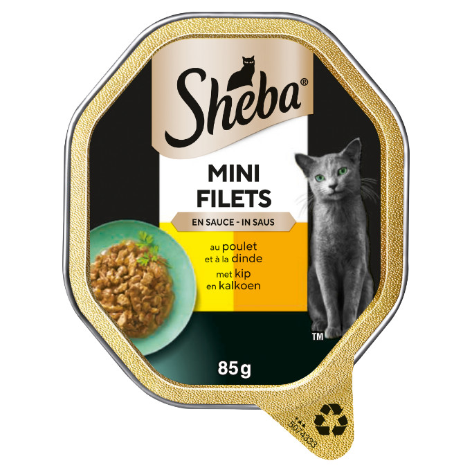 Sheba Mini Filets med kyckling och kalkon i sås våtfoder katt (burk 85 g)