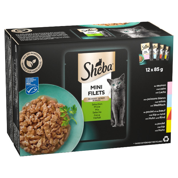 Sheba Mini Filets Chef's Selection i sås våtfoder katt (påsar 85 g)