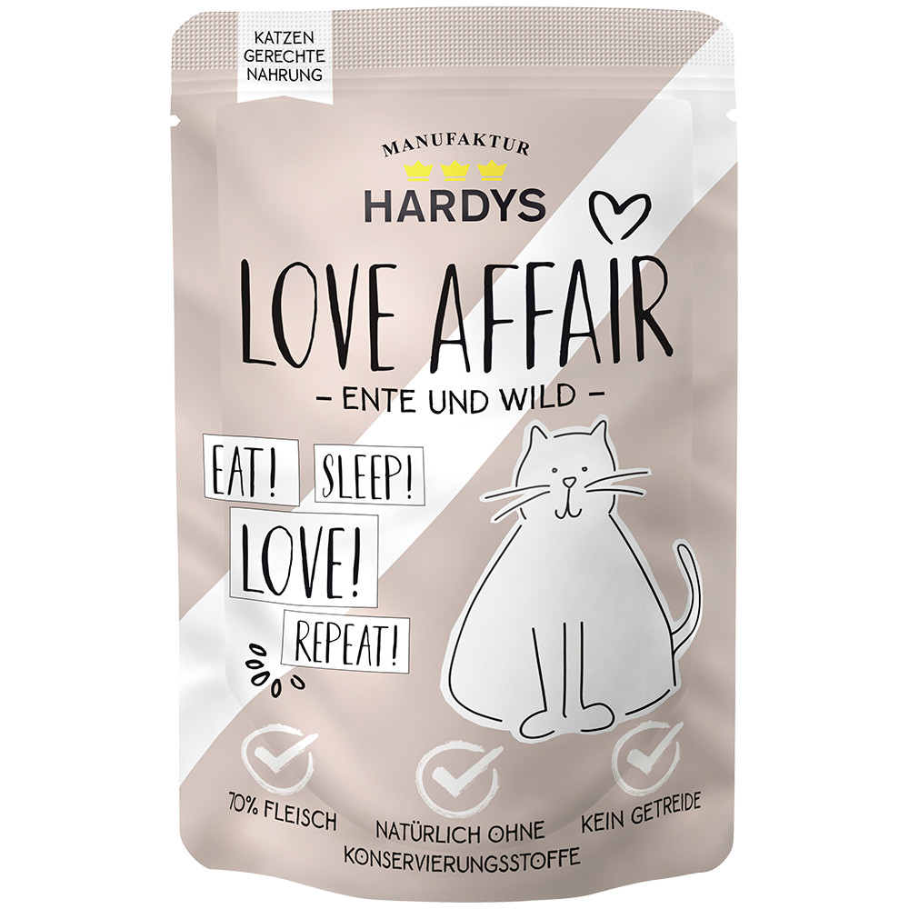 Hardys Love Affair eend en hert natvoer kat (zakjes)