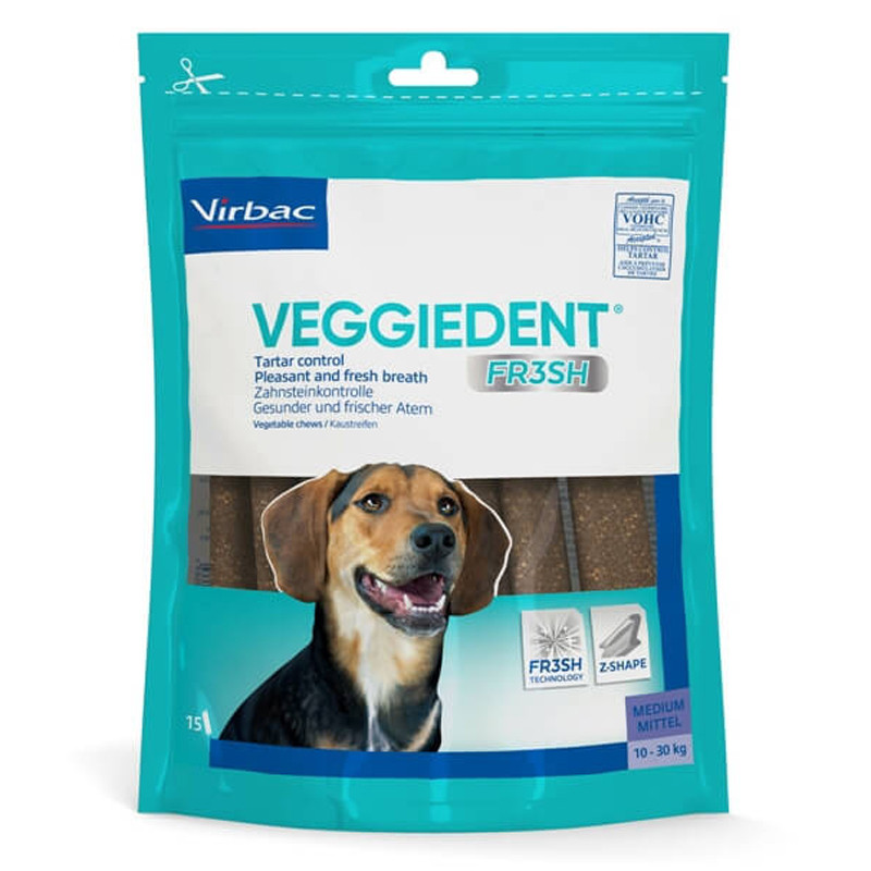 Virbac VeggieDent Medium hondensnack 10-30 kg/15 kauwstrips