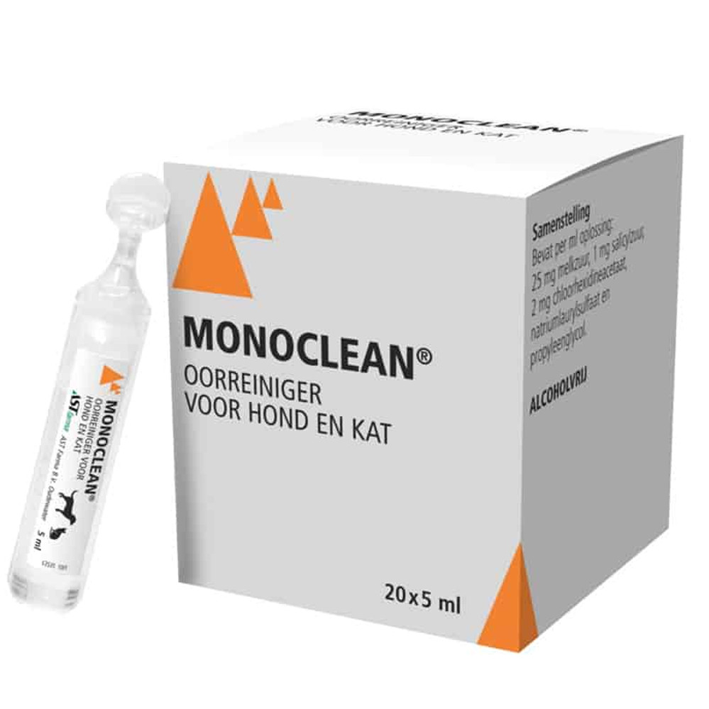 Monoclean Oorreiniger voor hond en kat - 20 x 5ml